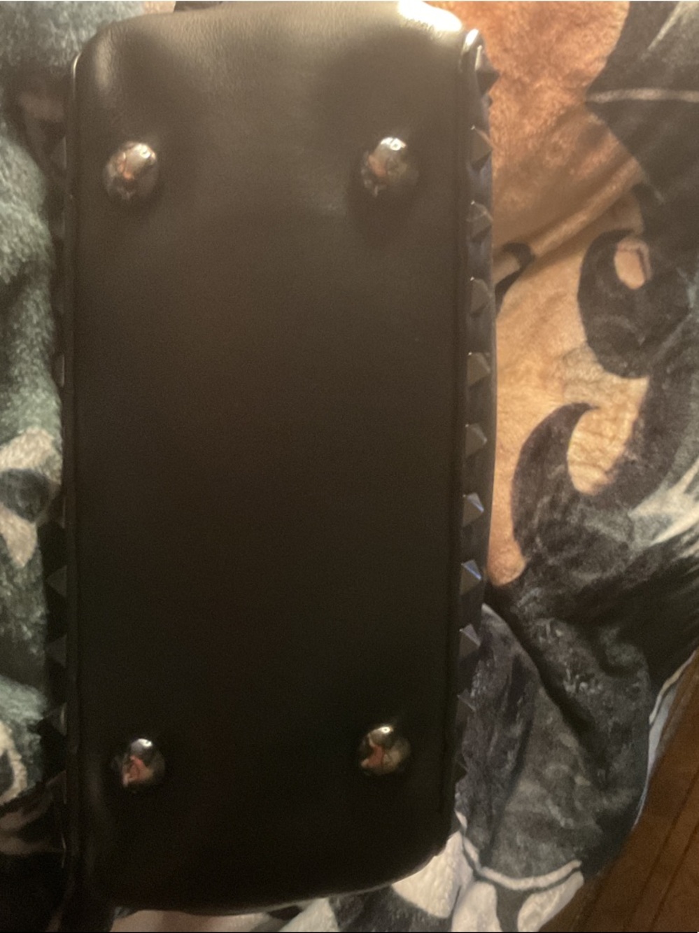 Valentino Garavani Black Leather Studded Satchel Tote - Picture 9 of 12